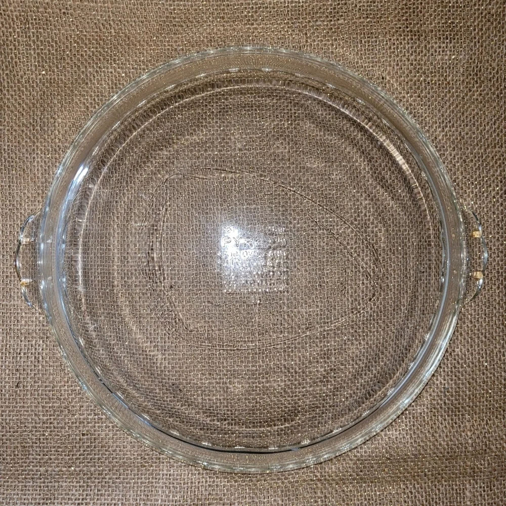 2 Vintage Clear Glass Pyrex Yellow Hue Pie Plate 9